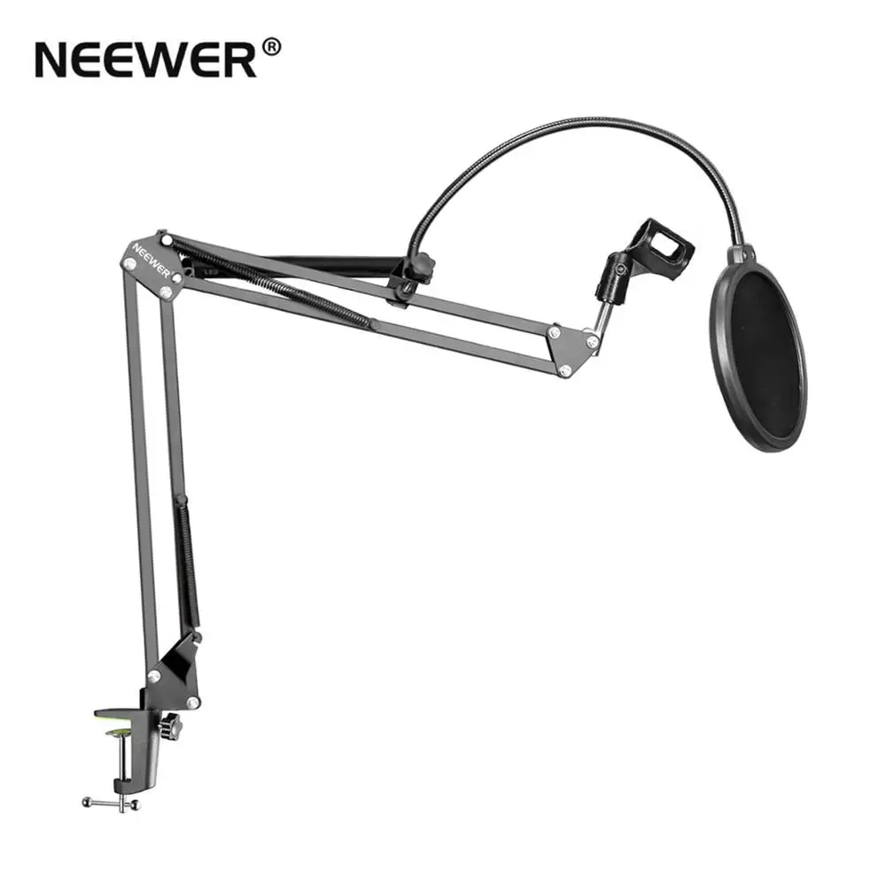 Neewer NB-35 Подвеска для микрофона, подставка, держатель с зажимом и настольный монтажный зажим, поп-фильтр, маска на ветровое стекло, защитный зажим, комплект