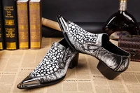 italian style luxury men formal shoes metal toe party dress high heels work oxfords black white zapatos alligator shoes for men