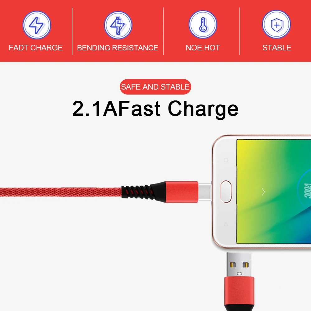 Кабель usb type C 2.1A Быстрая зарядка USB C кабель для передачи данных Usb-C зарядное устройство для samsung S10 S9 S8 кабель type-C для Xiaomi Mi 9 SE 9T Pro