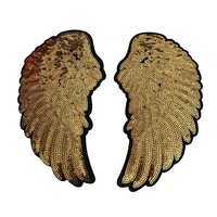 gold wings sequined iron on sequins feather appliques patches for diy decoration accessories