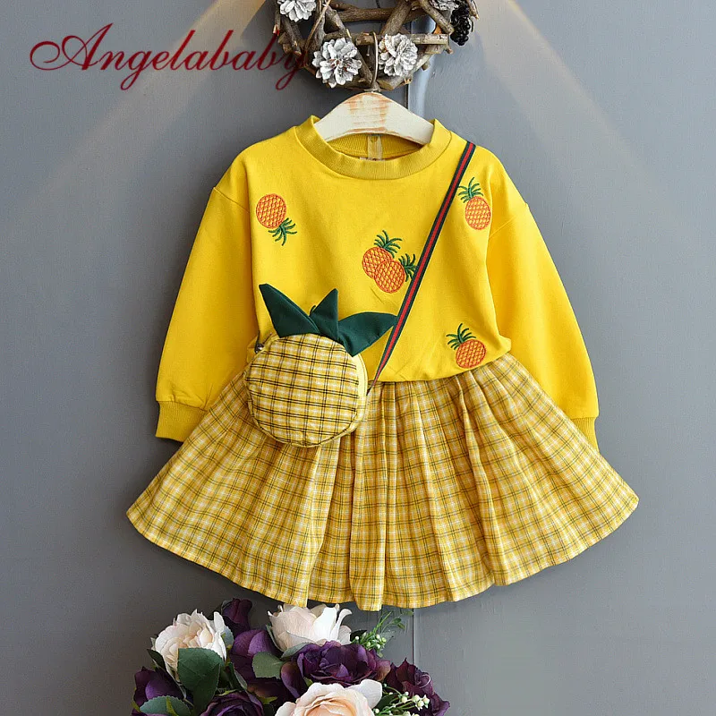 

Children's 2020 Autumn Clothes Sets Long Sleeve Tops + Pliad Skirt 2pcs Clothing Girls Outfit Suit Kids Set