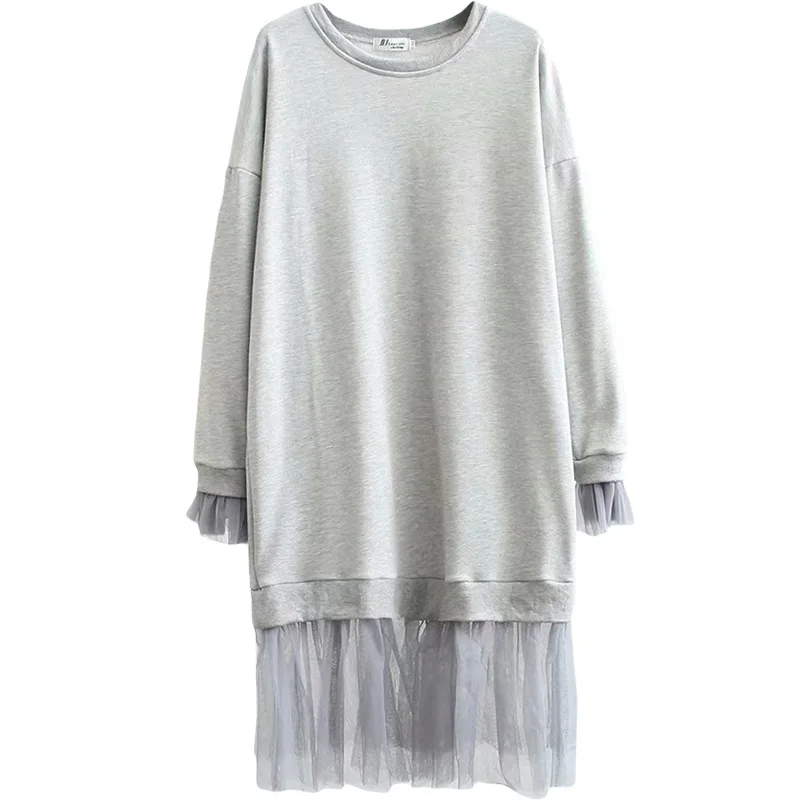 Женское платье большого размера модное и повседневное Осень зима свободное с