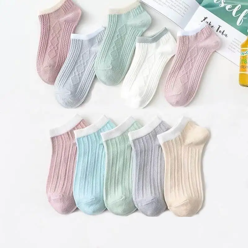 

5pairs/lot Mixed Colors Socks Summer Sport Fashion Funny Underwear Women Breathable Soft Cotton