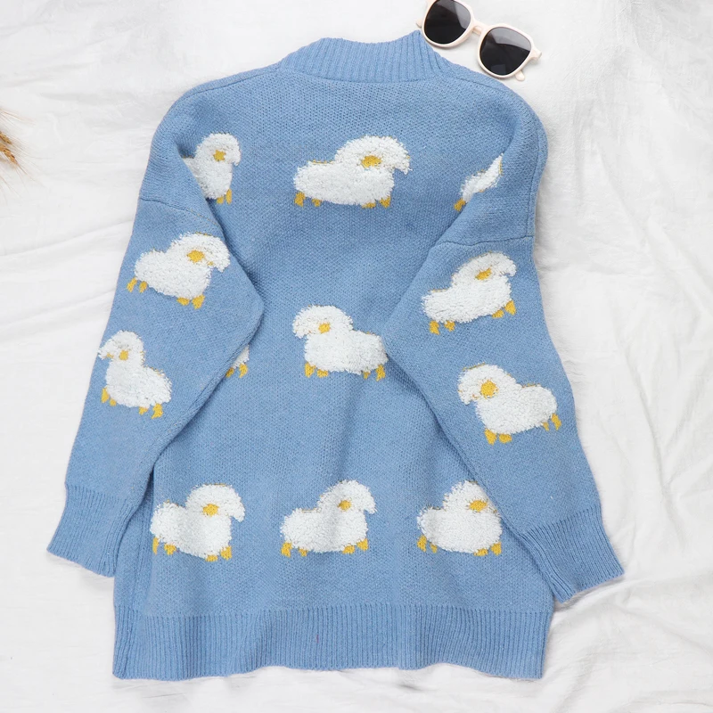 Кардиганы для колледжа вязаный свитер женский зимний плотный пуловер свободный