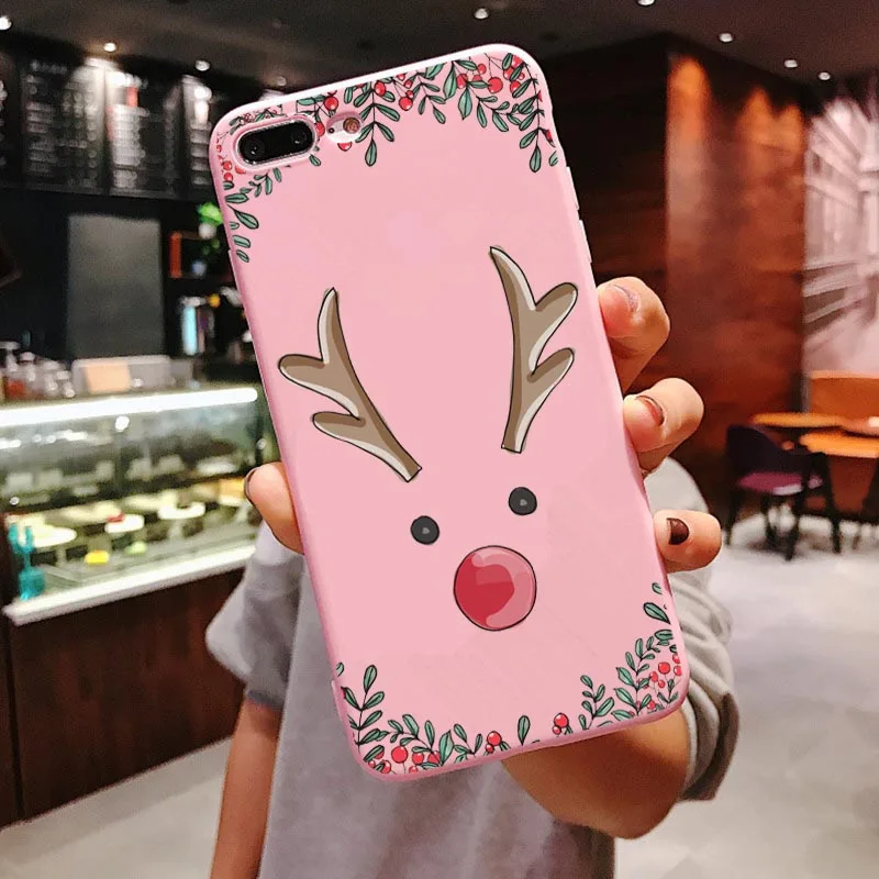 Веселый Рождественский чехол Vogue girl для iPhone 11 Pro Max новогодний розовый мягкий чехол для телефона с лосем для iPhone X 6 6S 7 8 Plus Xs XR XS MAX - Цвет: PINK TPU