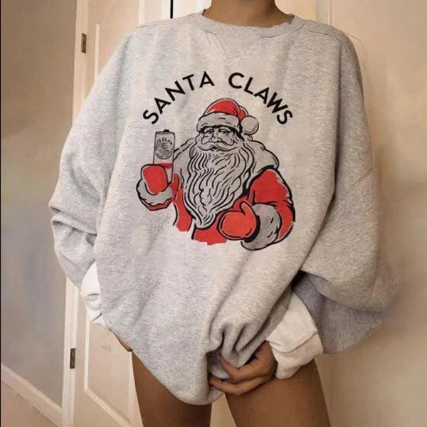 

Женский Рождественский свитер с надписью, пуловер с круглым вырезом, повседневные свободные топы с длинным рукавом, магазин NYZ