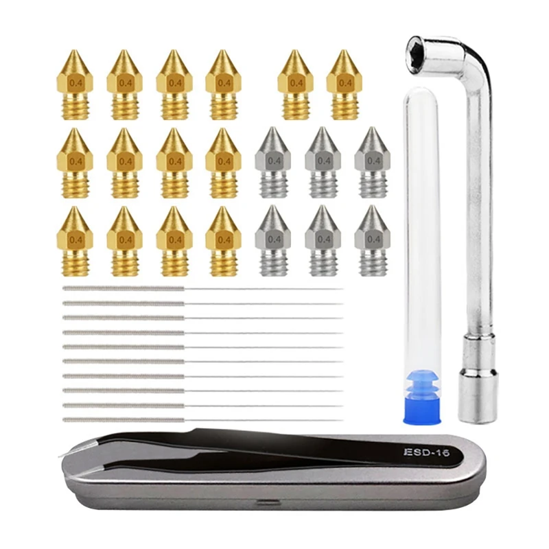 

3D Printer MK8 Nozzle Print Head Cleaning Tool ESD Tweezers Socket Wrench Combination Kit for CR-10 Ender Series