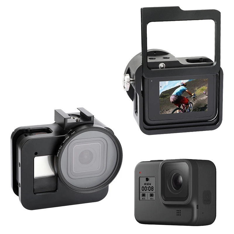 Для GOPRO HERO 8 черная рама из алюминиевого сплава клетка для собак с 52mmUV фильтром |