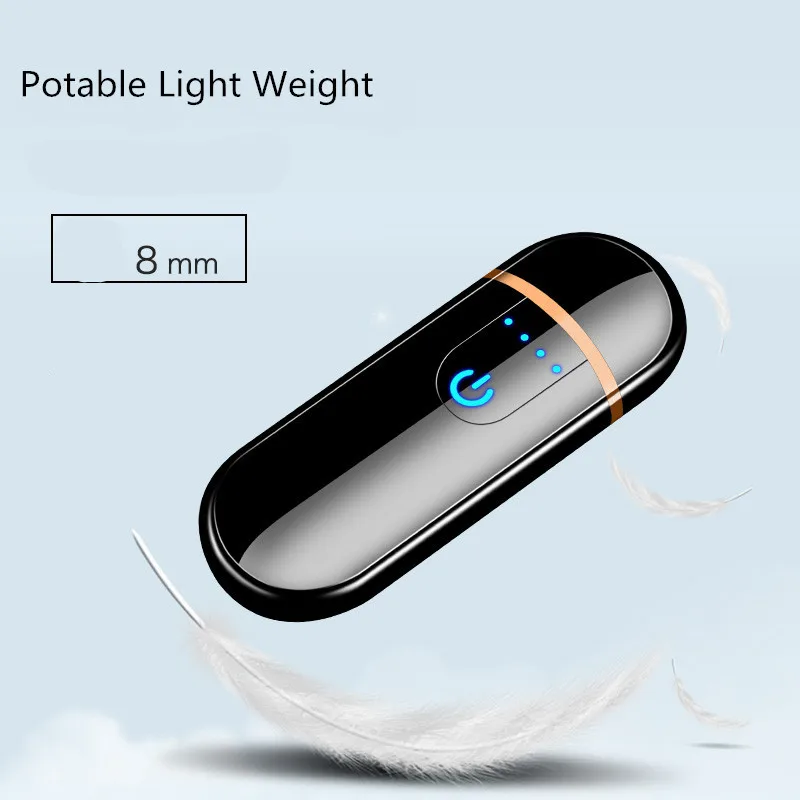 Тонкая зажигалка с usb-зарядкой для электронных сигарет сенсорным экраном