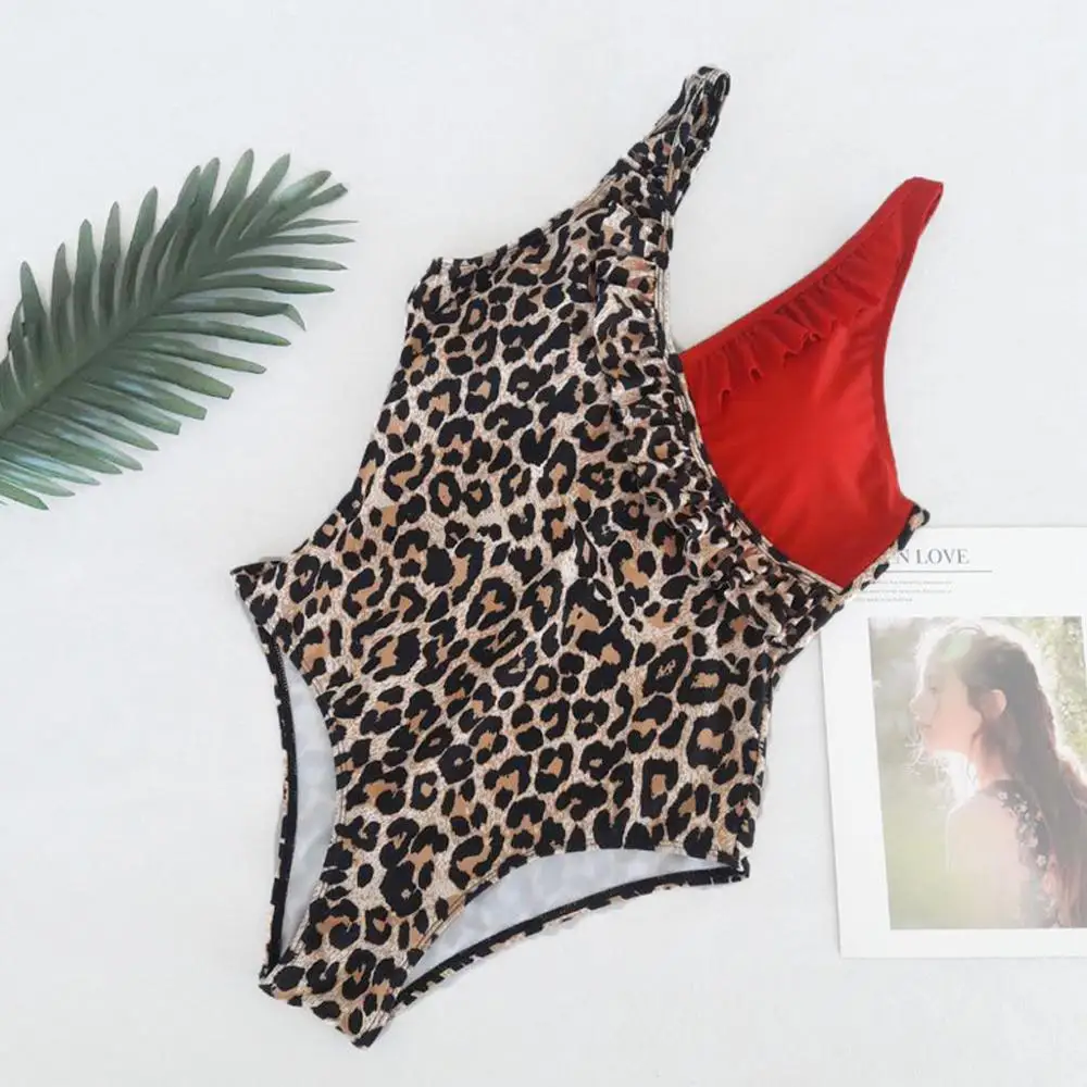 Женский слитный Боди без рукавов с леопардовым принтом купальник для дайвинга и