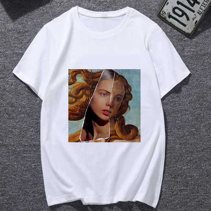 Новый летний Mona Lisa футболка пародия личности модная для женщин Ullzang в винтажном
