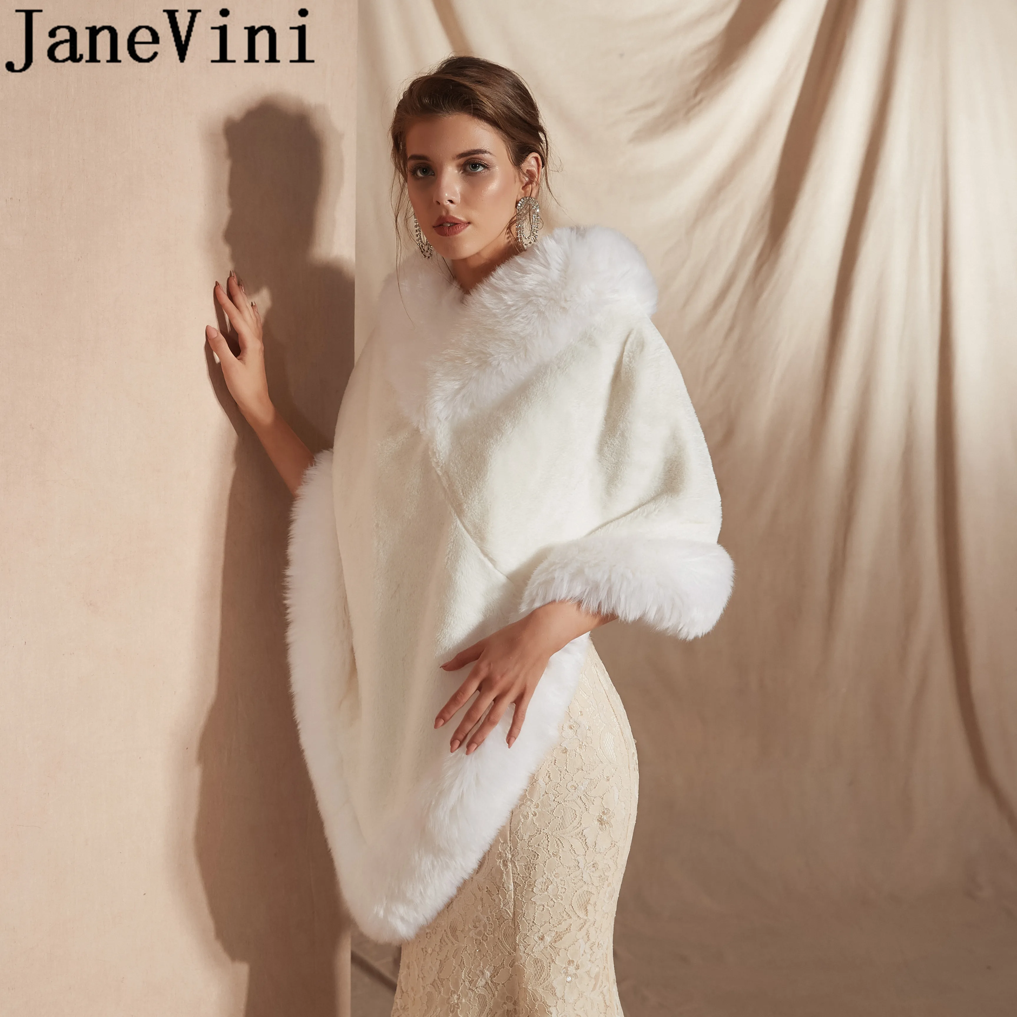 JaneVini размера плюс свадебное болеро накидка из искусственного меха вечернее