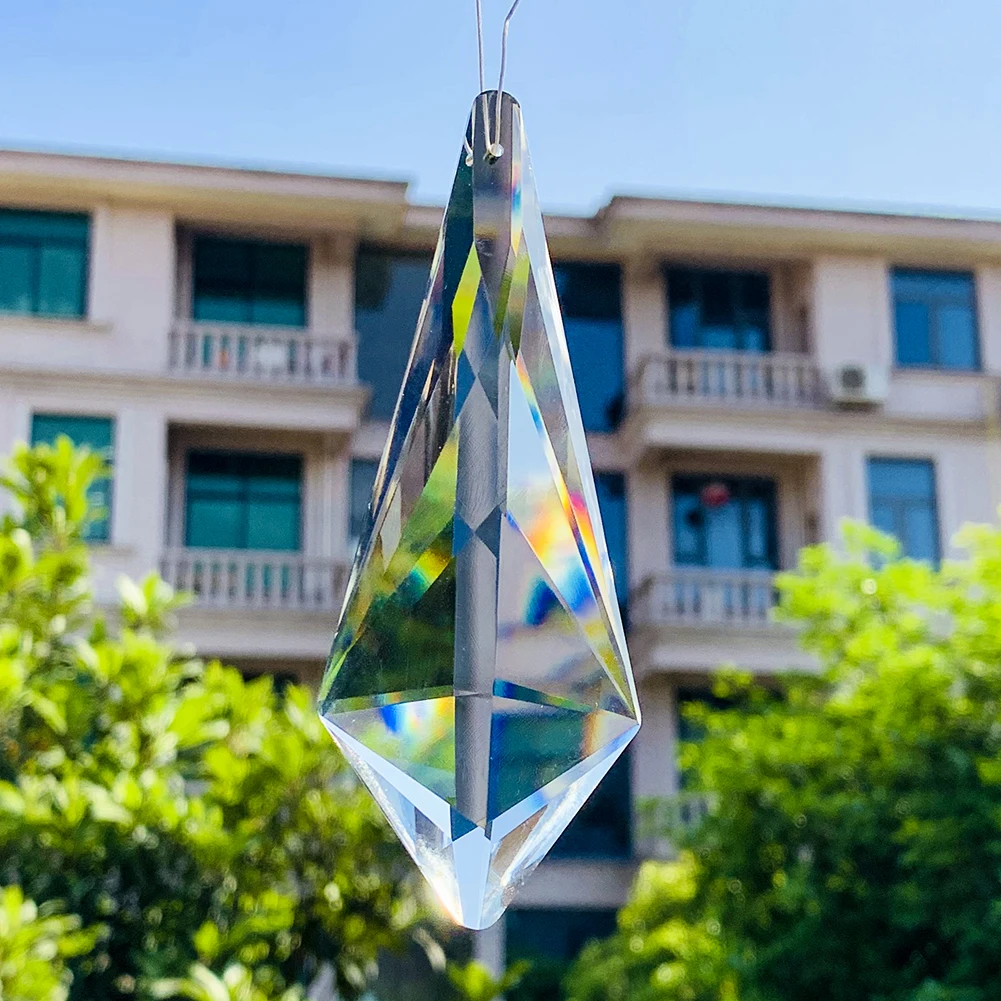 120mm Long Horn Clear Crystal Prism Chandelier Parts Hanging Suncatcher Pendant Rainbow Maker DIY Home Wedding Decor Accessories