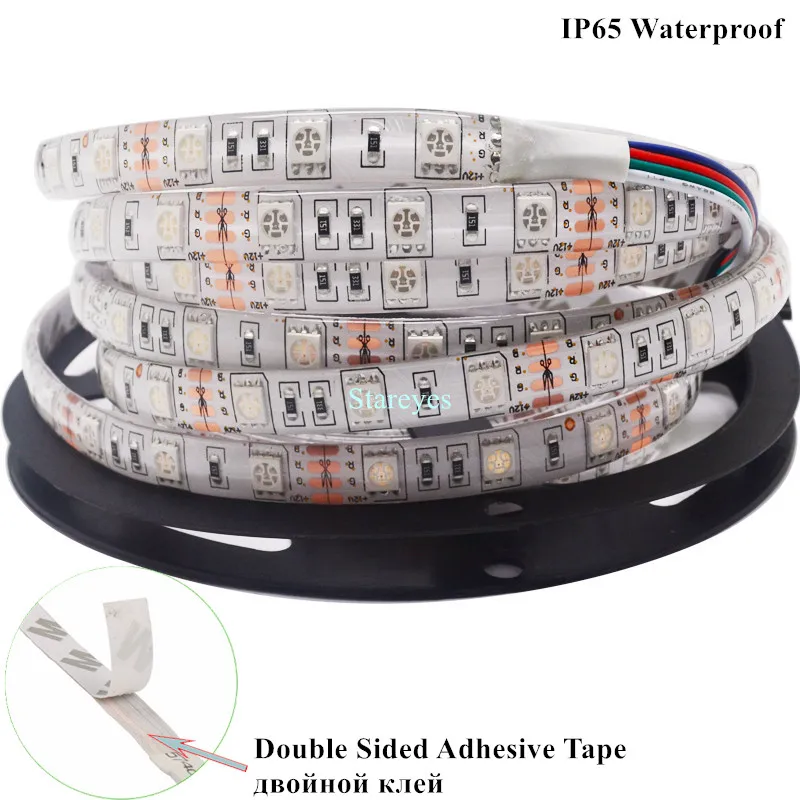 СВЕТОДИОДНАЯ лента SMD 5050 60 LED / M RGB 5M 300 DC12V IP65 водонепроницаемая светодиодная +