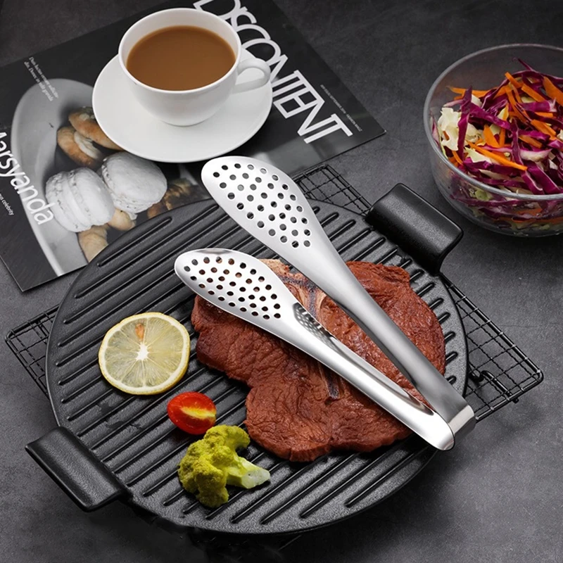 Толстая нержавеющая сталь Барбекю Стейк Тонг для хлеба торт вафельный салат из