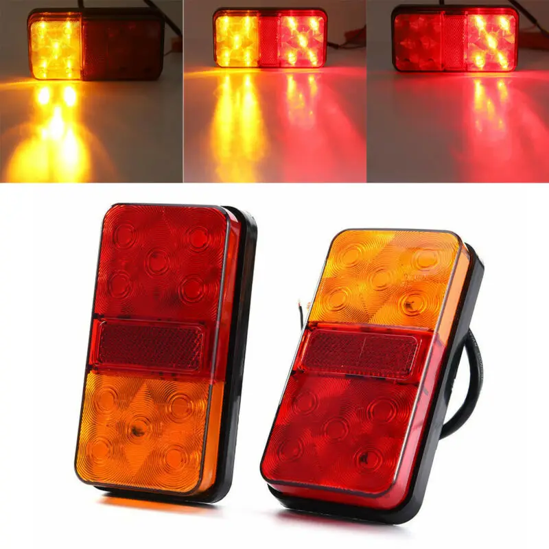 

1Pair Waterproof 24 LED Taillights 12V Trailer Truck Lorry Stop Rear Tail Light Auto Car Signal Lamp Caution Indicator Fog Light