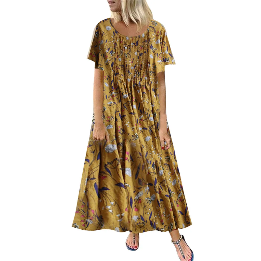 JAYCOSIN 2020 модное винтажное Макси платье с коротким рукавом размера плюс винтажные