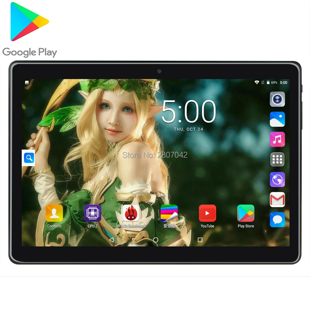 10 дюймовый планшет с четырёхъядерным процессором ОЗУ 2 Гб ПЗУ 32 ГБ 2020 мАч Android