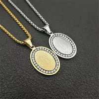 new luxurious religious gold hanging necklace stainless steel virgin mary pendant necklace women39s jewelry crystal necklace