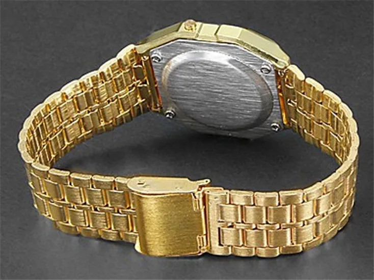 

Women Retro LED Metal Shock Sports Fashion Wristwatches relogio masculino Gold Silver Watch Saati Drop ship Digital Men Watches