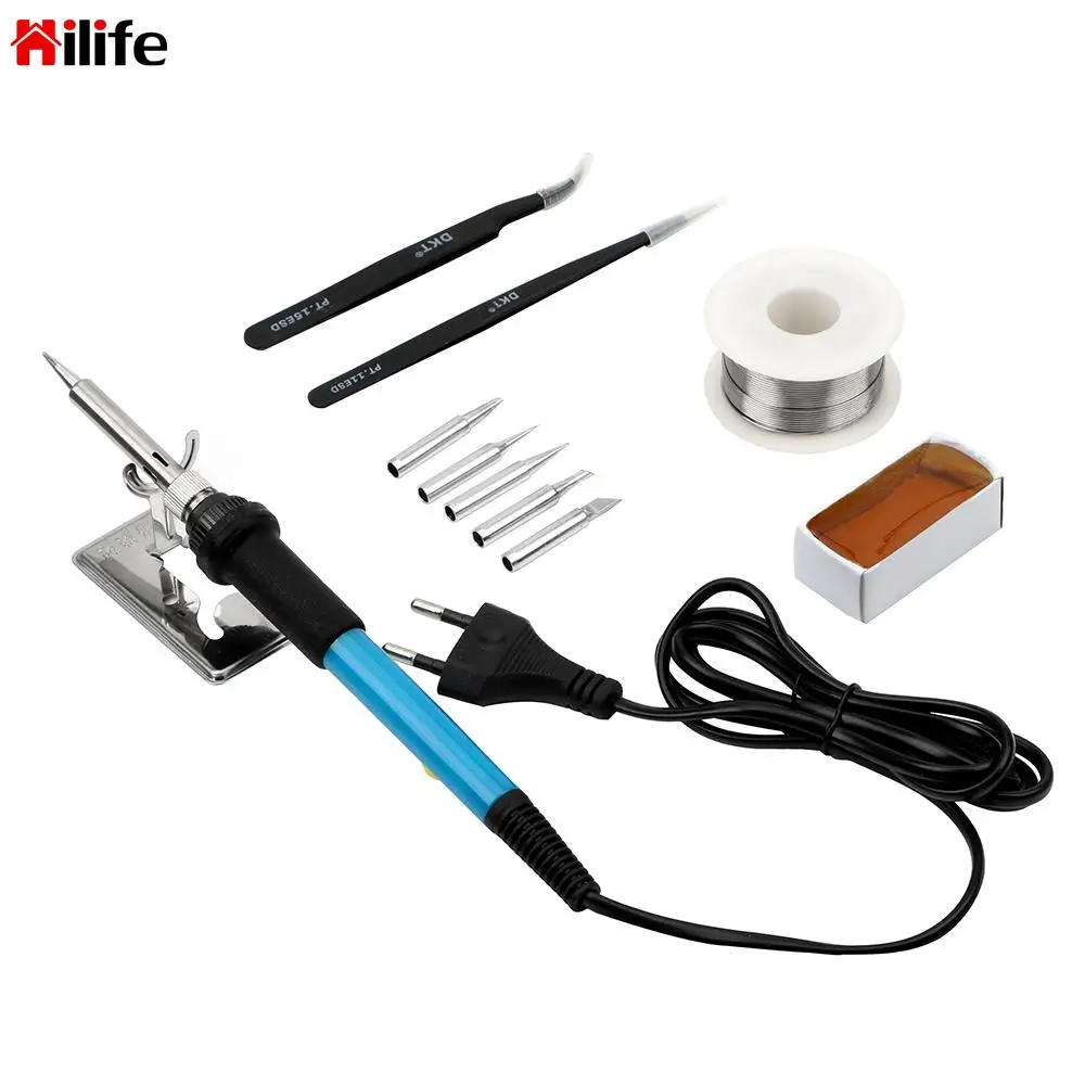 

Adjustable Temperature US 110V EU 220V With 5pcs Iron Tips Solder Station Stand 11pcs/set Solder Wire Tool Kit