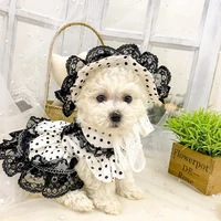 summer dog dress elegant lace hat cap skirt cat puppy dresses pet clothing poodle corgi pomeranian yorkshire bichon dog clothes