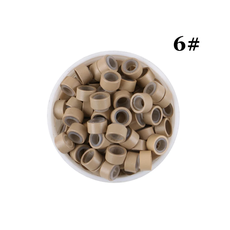 

500 Pcs 5.5mm Microring Con Vite, Silicone Micro Rings/Beads for Hair Extensions . 8 Colors Optional