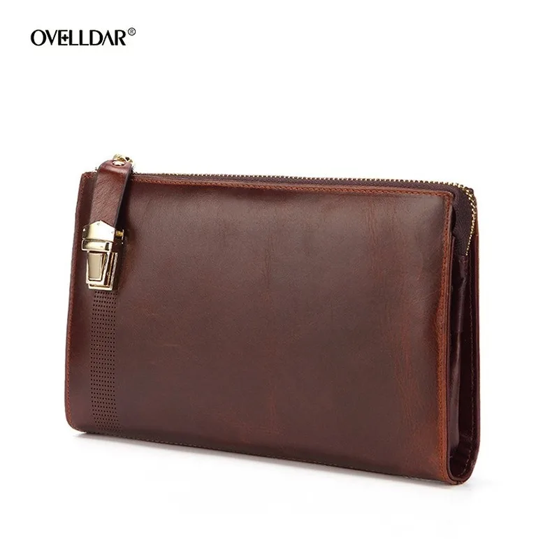 Goede Mannen Lang Geld Tas Echt Lederen Portemonnee Grote Capaciteit Business Vintage Kaarthouder Portemonnee Mannen Handtas Clutch Bags