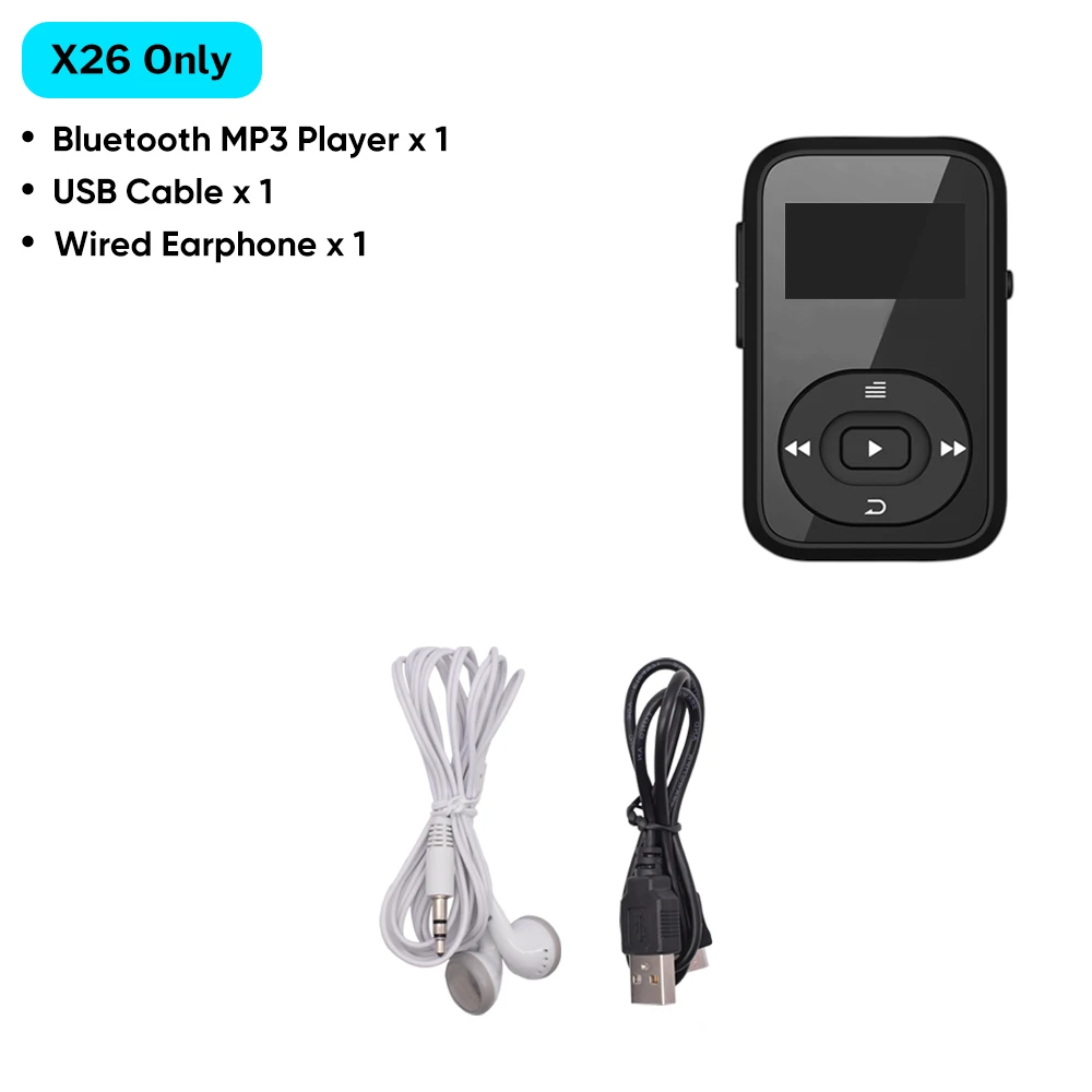 Deelife Спортивный MP3 плеер Bluetooth с зажимом, FM радио, повязка на руку, портативный мини MP 3, музыкальный плеер для бега, спортивный MP3-Player - Цвет: X26 MP3 Player