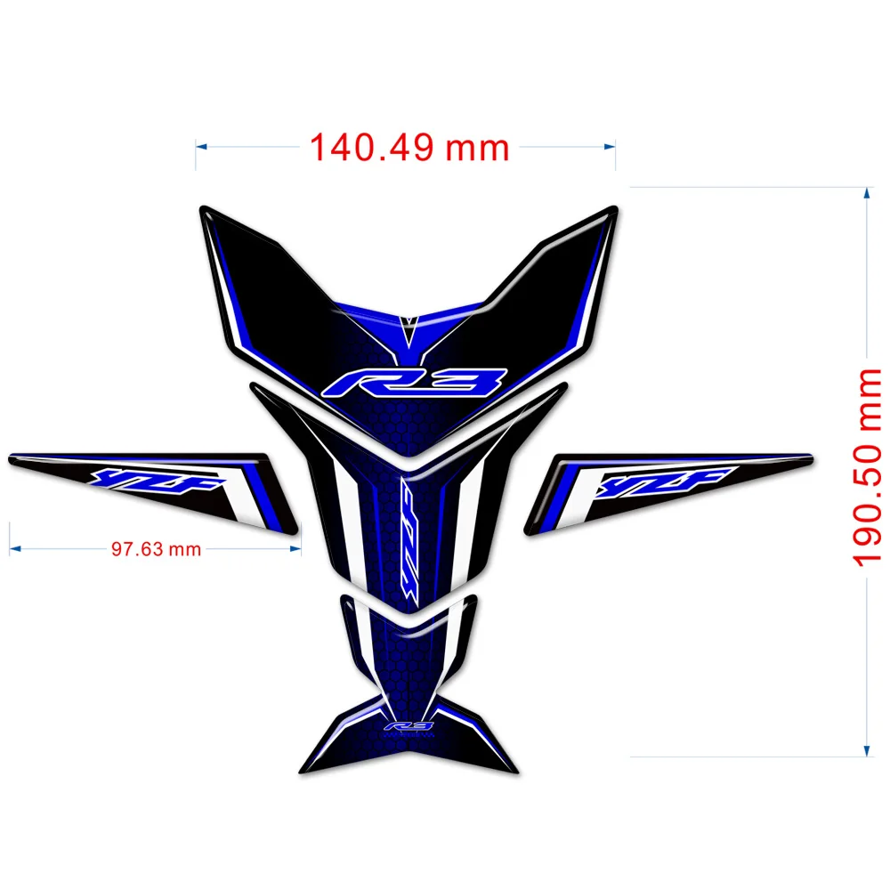 

Tank Pad For YAMAHA YZF R3 YZF-R3 Stickers Decal Fuel Protector Protection TankPad Emblem Badge Logo 2017 2016 2018 2019 2020