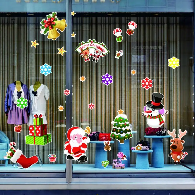 Горячие настенные наклейки рождественские ПВХ обои Снеговик холодильник