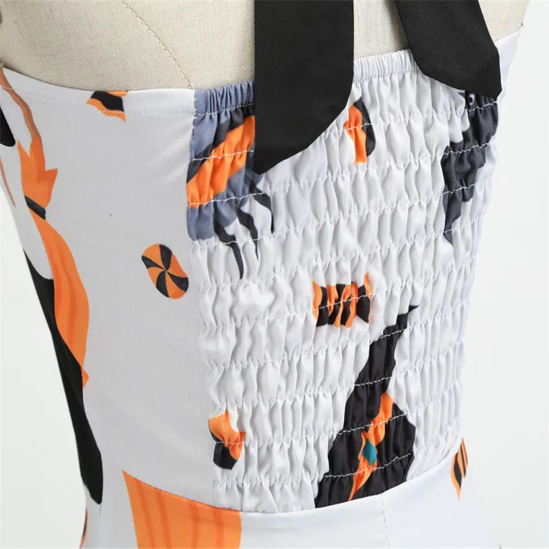 Женский костюм на Хэллоуин с винтажным принтом вечернее платье лямкой шее для