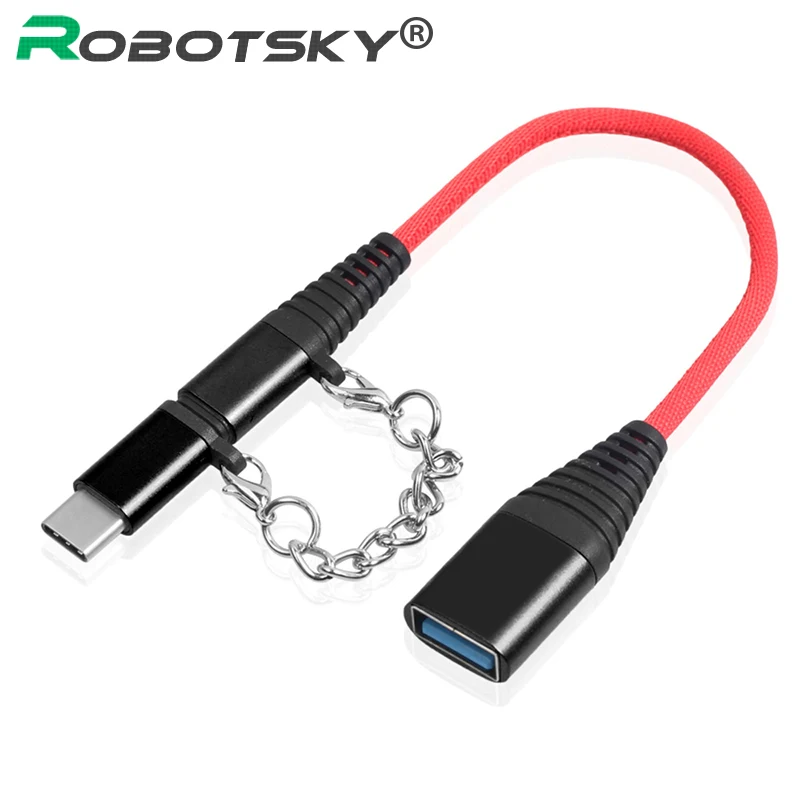2 в 1 Type C Micro USB OTG Кабель адаптер портативный зарядный usb 0 кабель удлинитель для