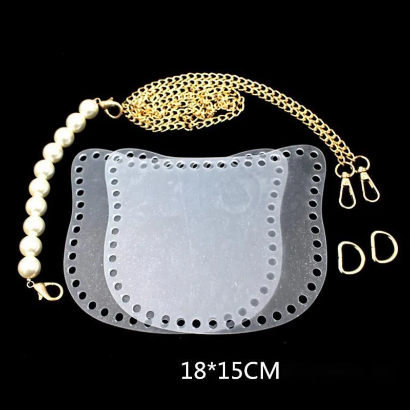 1 Set DIY Woven Cloth Braided Bag Transparent Diagonal Manual DIY Bag Accessories Chain Acrylic Material Bag Crochet Parts