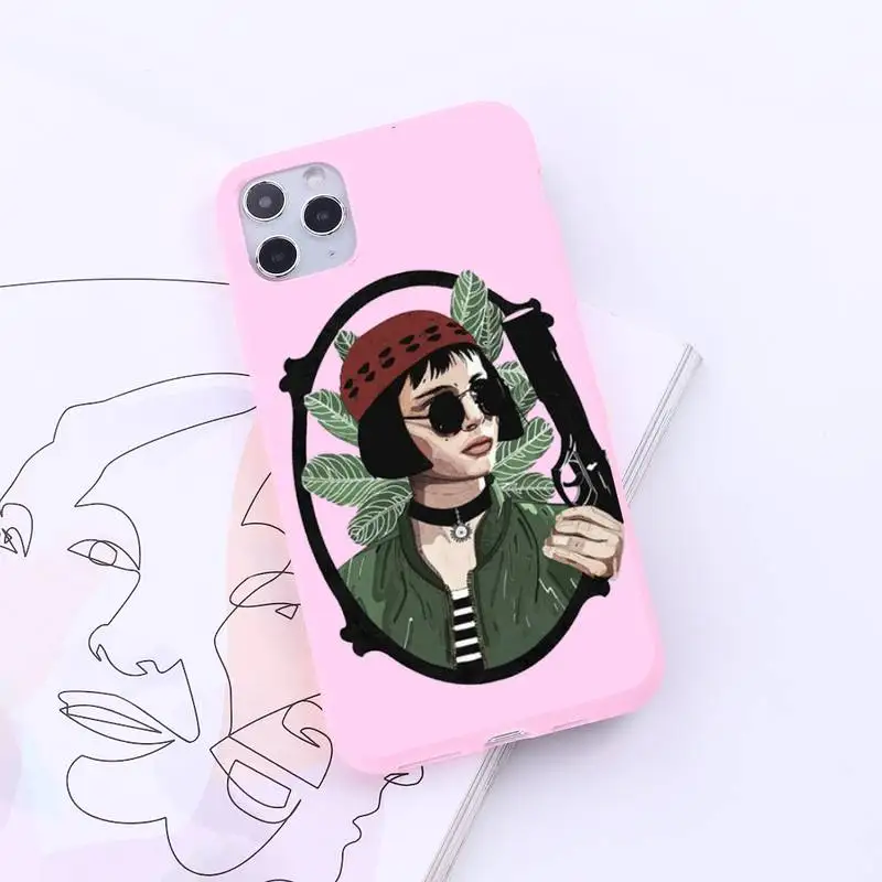 

Leon Matilda Natalie Portman Movie Phone Case Candy Color for iPhone 6 7 8 11 12 s mini pro X XS XR MAX Plus