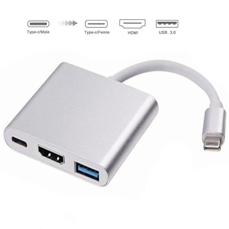USB C к HDMI 3 в 1 кабель конвертер для Huawei Usb Thunderbolt Type переключатель 4K Кабель-адаптер
