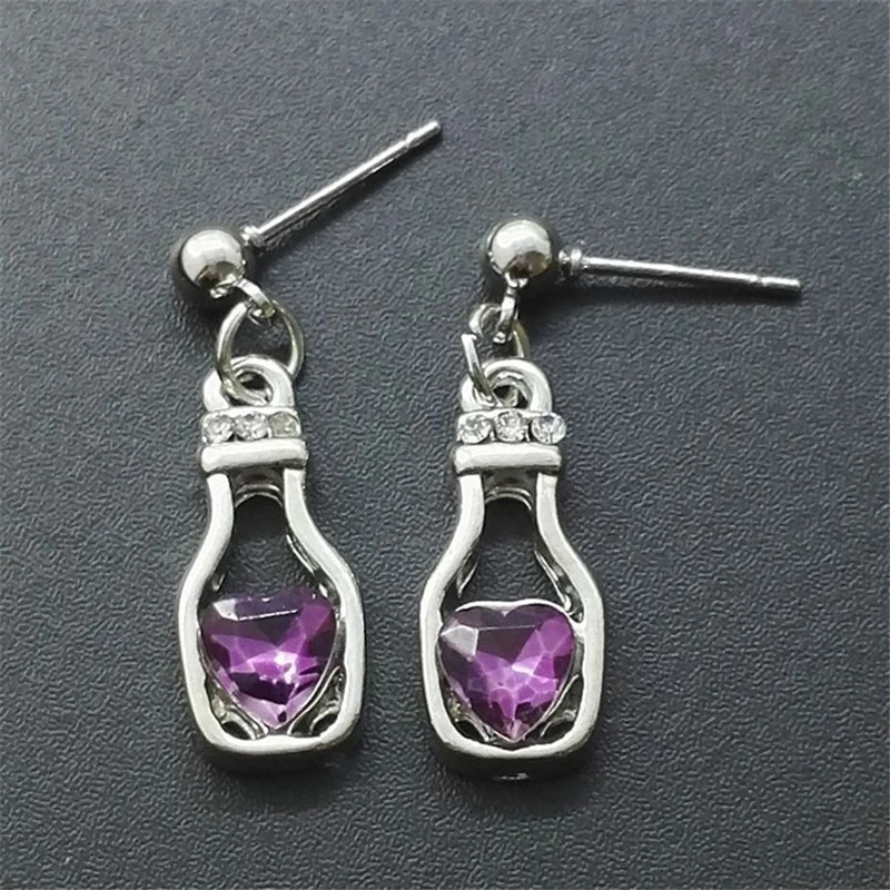 Креативный кулон в виде бутылочки желаний ожерелье для женщин фиолетовое сердце