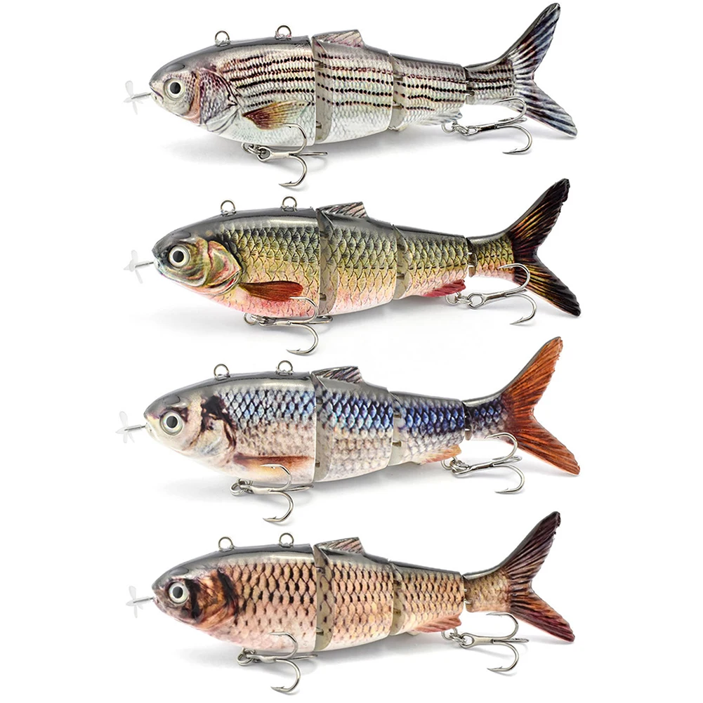

Robot Fishing Bait Fishing Automatic Electric Bait Wobbler 4-segment USB Rechargeable LED Flashing Light Realistic Swimming Bait