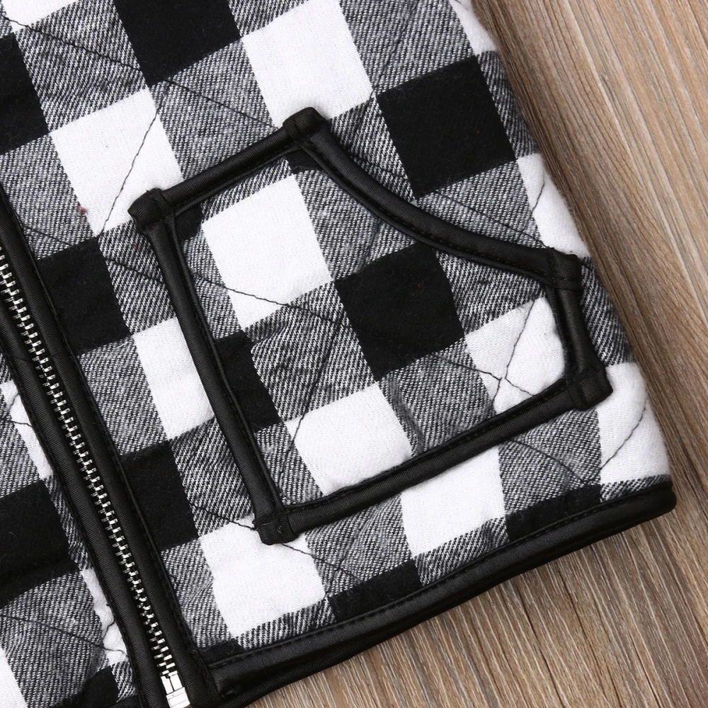 Весенняя детская одежда жилеты и безрукавки зимний теплый клетчатый жилет для