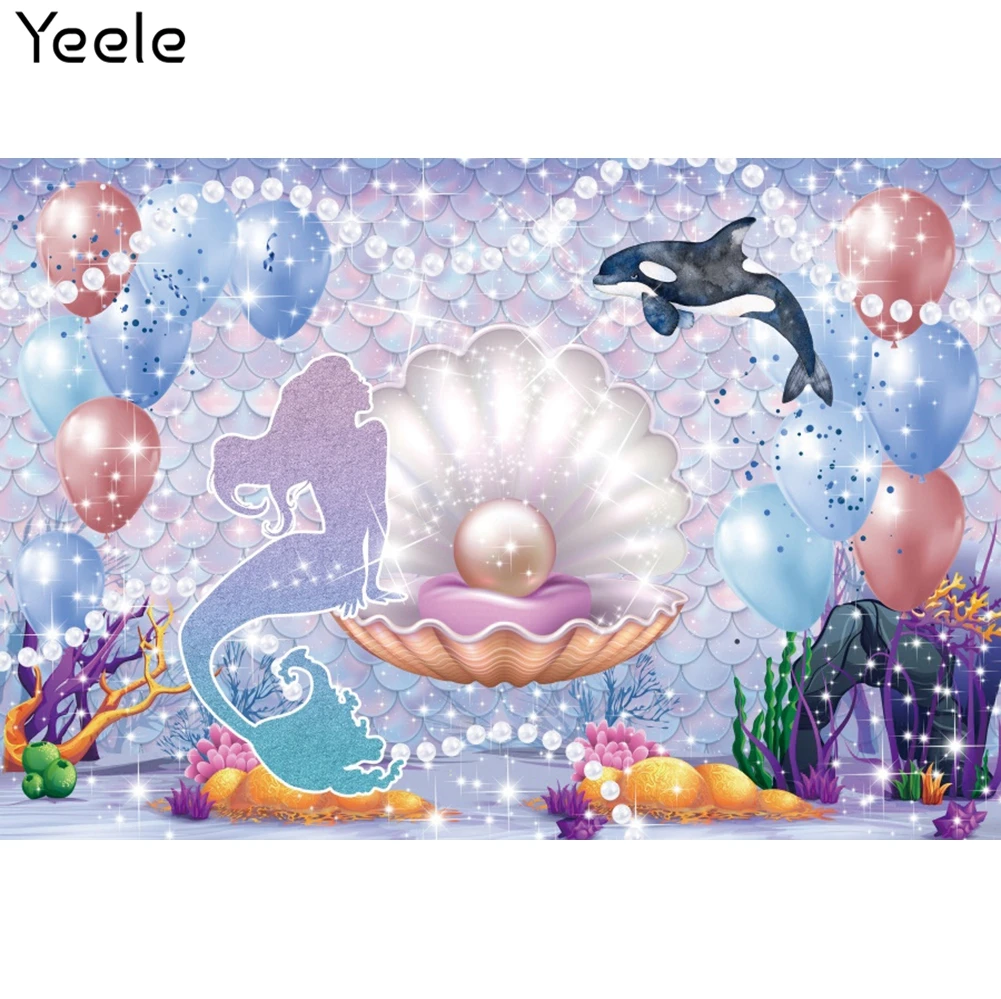 

Yeele блеск Русалка на день рождения фон Baby Shower вечерние жемчуг точки фон для фотостудии фотографические реквизиты