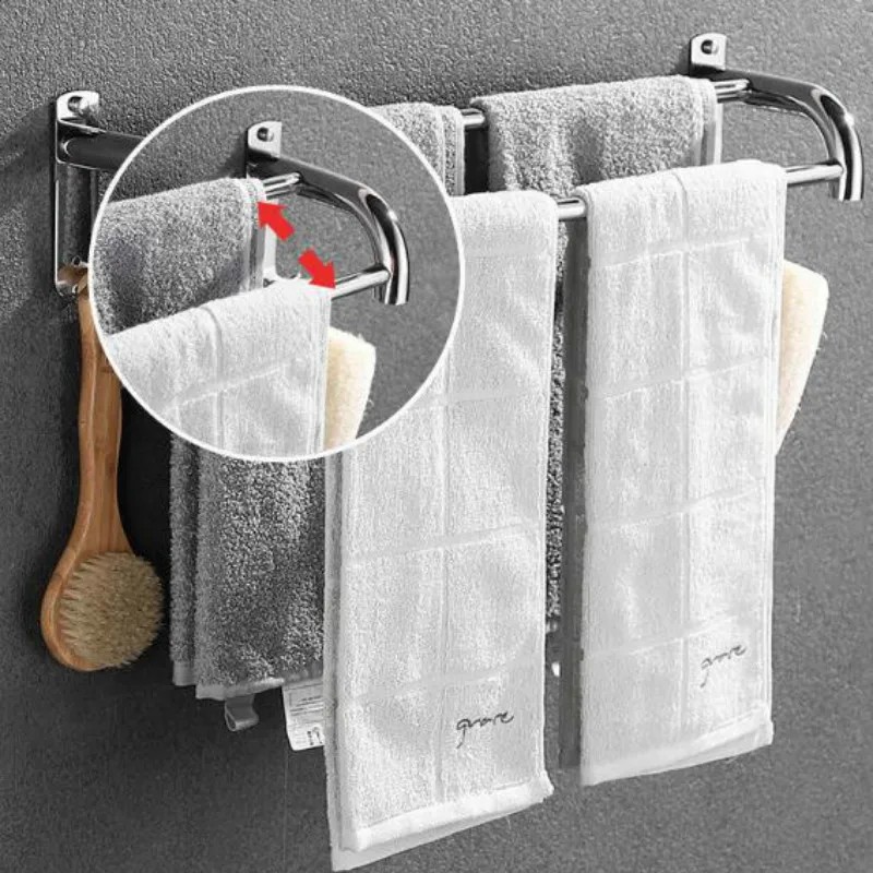 

Punch-free Hot Towel Rack, Extra Thick 304 Stainless Steel Double Rod Toilet Rack, Bathroom Towel Rack, Toilet Storage G8065