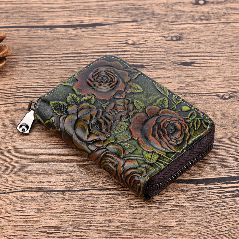 

Genuine Leather Wallets Short Money Purse Vintage Coin Pocket High Quality Credit Card Holder Women Skin Zipper Bifold Wallet
