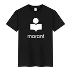 Футболка Marant мужская оверсайз, повседневная тенниска из 100% хлопка, модная брендовая Свободная майка в стиле Харадзюку, с круглым вырезом, лето