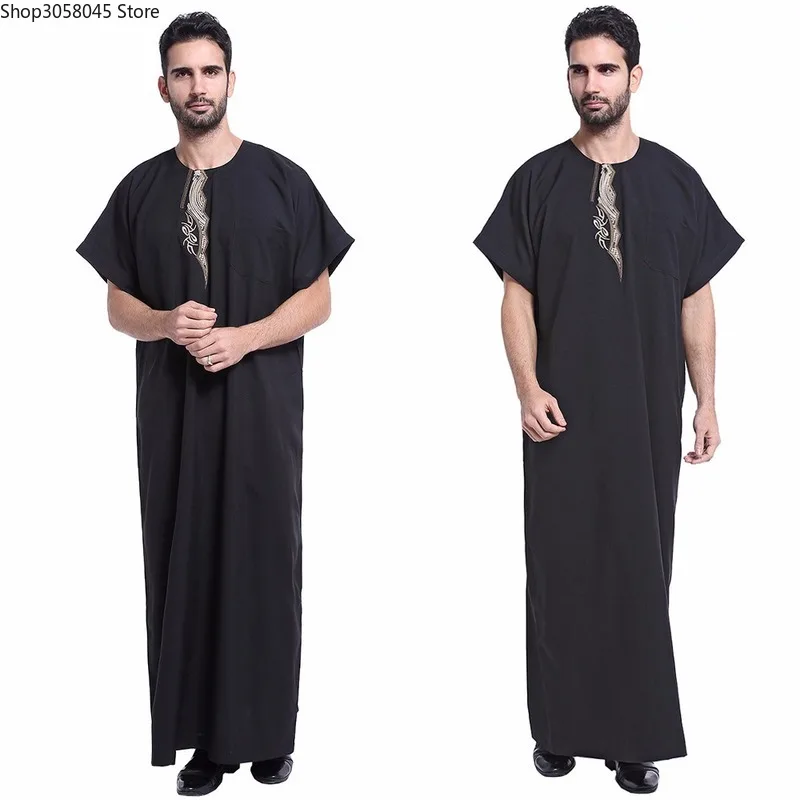 Islam jubba thobe for muslim men arab clothing men dubai arabic dress men djellaba homme pakistan black robe djellaba men