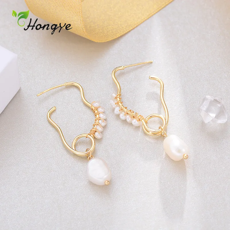 

Женские серьги-подвески с натуральным пресноводным жемчугом