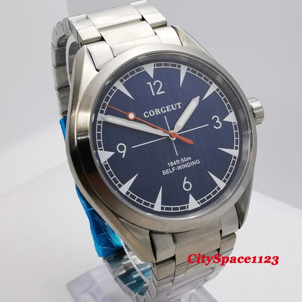 Мужские водонепроницаемые часы с автоматическим механическим сапфировым