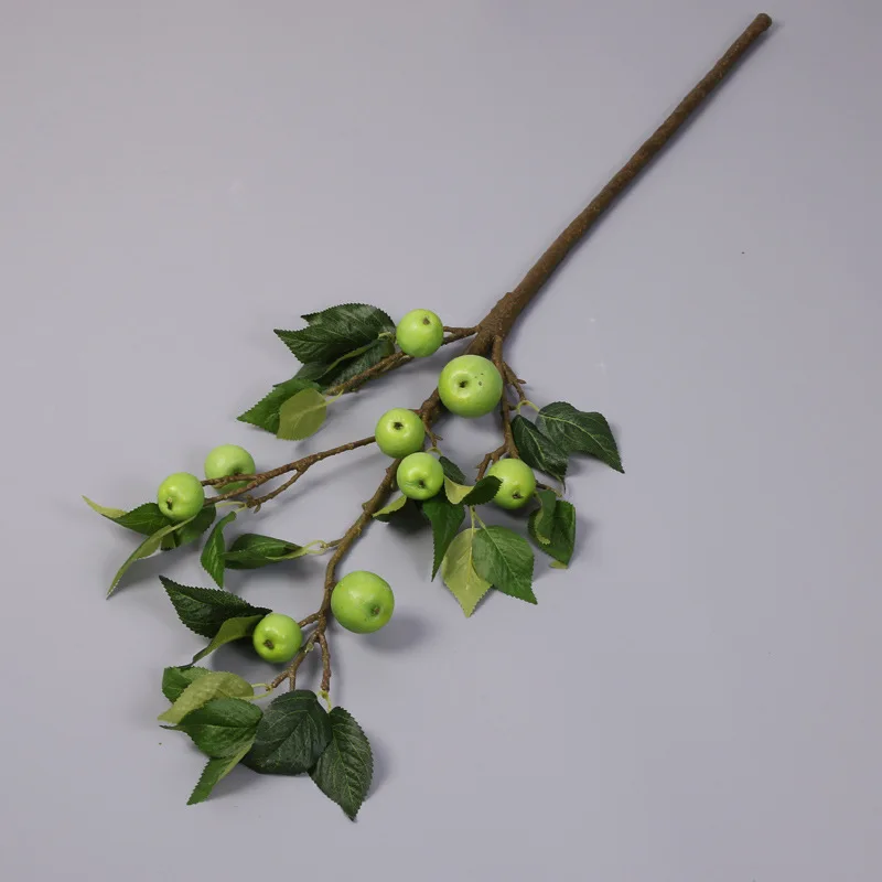 

10 heads Apple Fruits Indoor Home Decoration Artificial Apple Tree Fruits Stem Single Branch