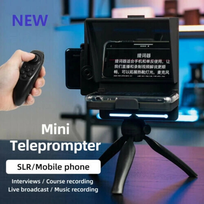 

Mini Portable Prompter Smartphone Teleprompter for youtube Live vlog video Interview Speech for DSLR Cameras cell Phone