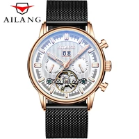 ailang 2021 new automatic hollow mechanical stainless steel tourbillon calendar waterproof luxury luminous authentic watch 201