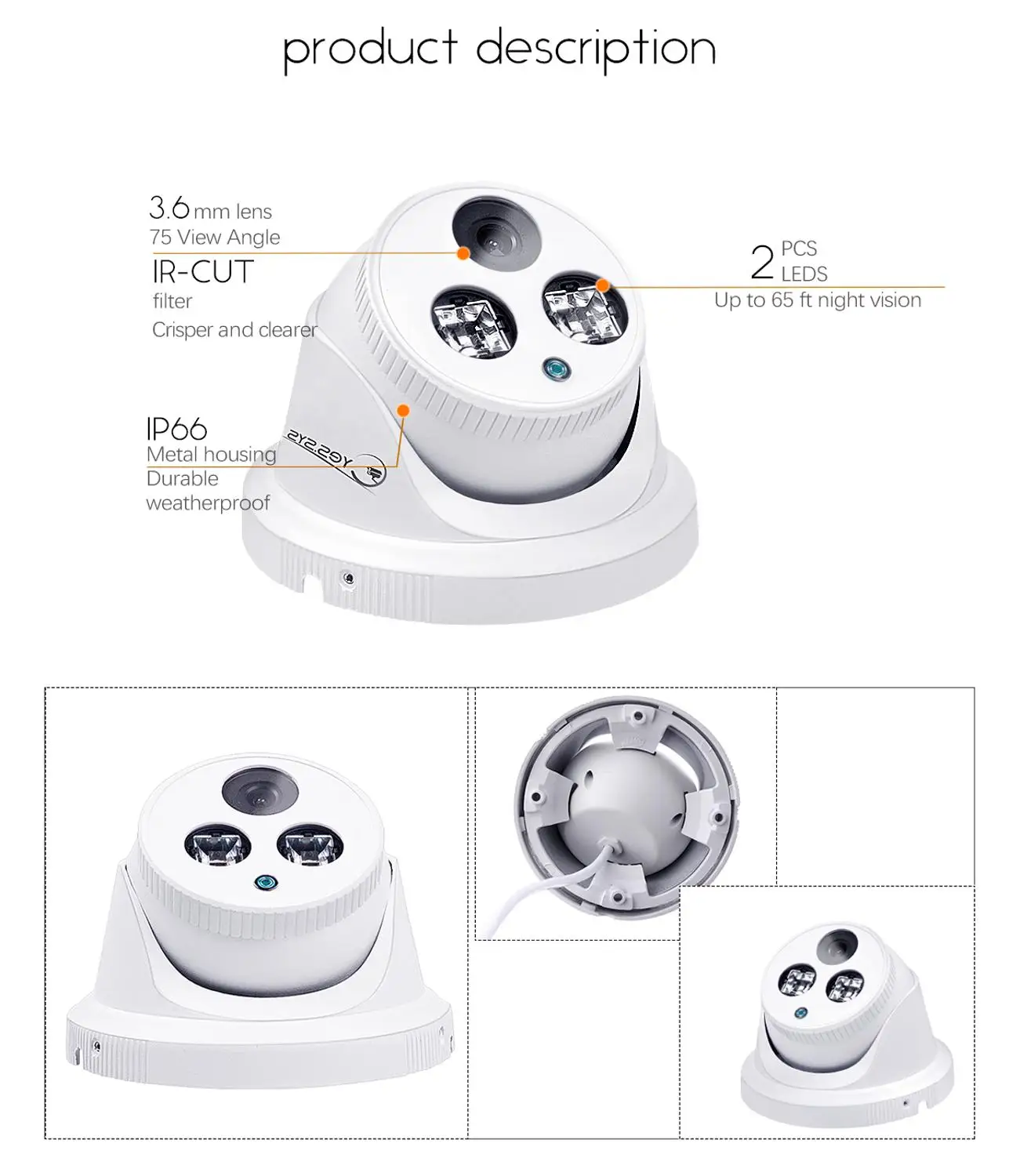 Eyessys H.265 4 шт. 3.0MP 2048*1520P ИК наружная IP камера ночного видения CCTV POE HDMI NVR P2P система